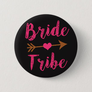 Bride Tribe Bridesmaid Pink Script buttons