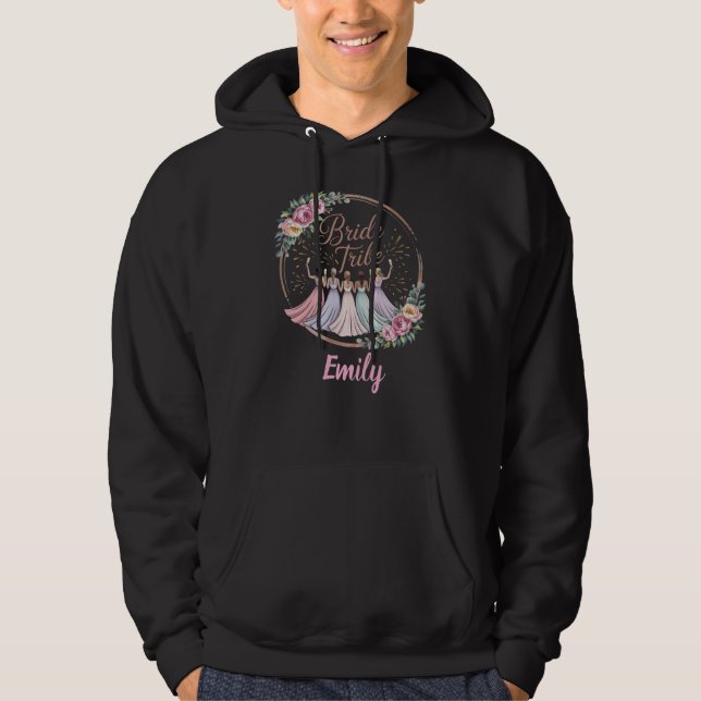 Bride Tribe Custom Name Bachelorette Party  Hoodie (Front)