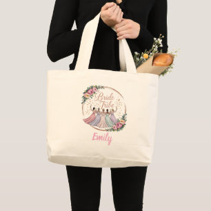 Bride Tribe Custom Name Bachelorette Party Large Tote Bag