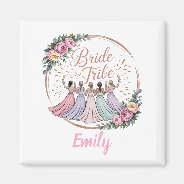 Bride Tribe Custom Name Bachelorette Party  Magnet (Front)