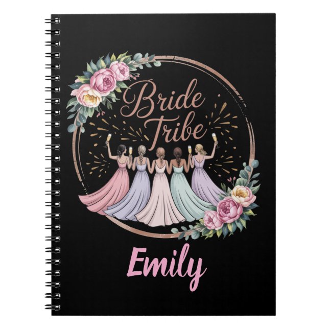 Bride Tribe Custom Name Bachelorette Party  Notebook (Front)