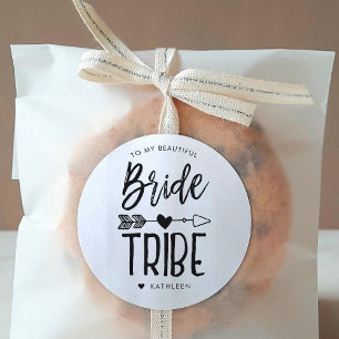 Bride Tribe Custom Name Wedding Classic Round Sticker