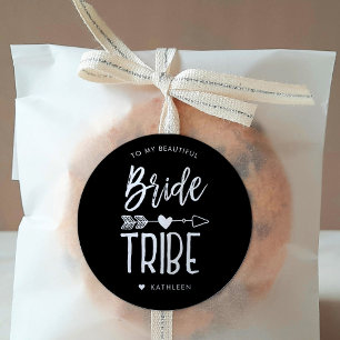 Bride Tribe Custom Name Wedding Classic Round Sticker