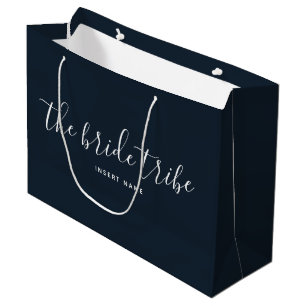 Bride Tribe Dark Navy Blue Custom Wedding Large Gift Bag