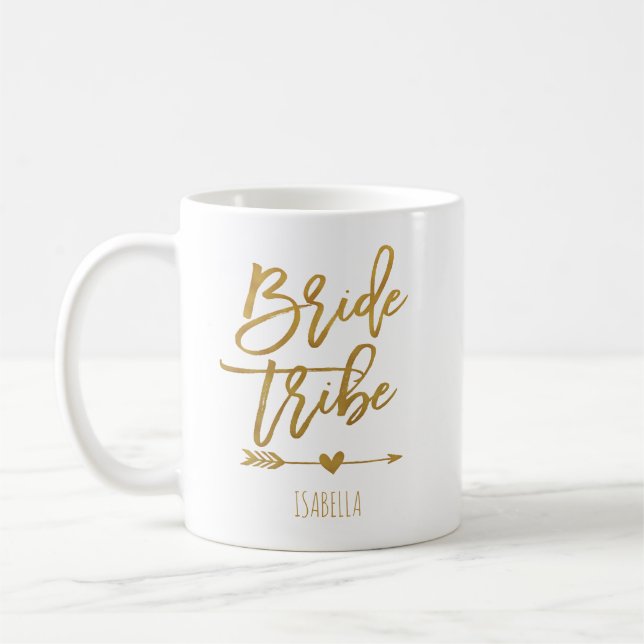 Bride tribe faux gold foil bridesmaid gift coffee mug (Left)
