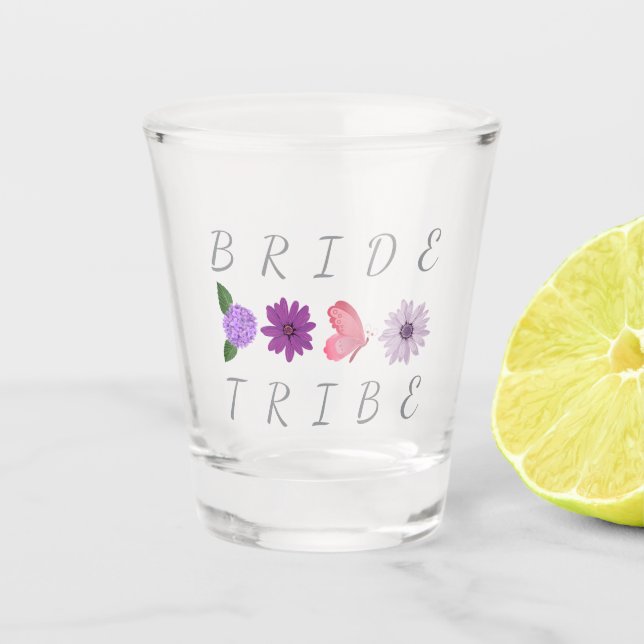 Bride Tribe Floral Bride Hen Do Gift  Shot Glass (Front)