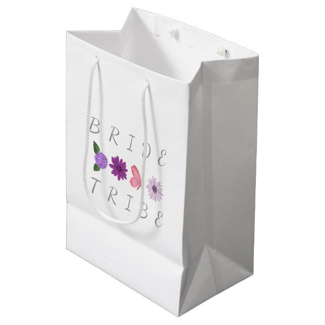 Bride Tribe Floral Bride Hen Party Gift  Medium Gift Bag (Front Angled)