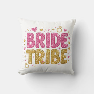 Bride Tribe Glitter Throw Pillow