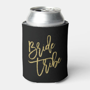 Bride Tribe Gold Glitter Script Can Cooler