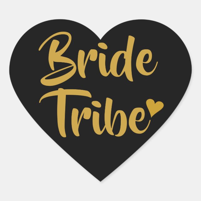 Bride Tribe Gold Heart Sticker (Front)