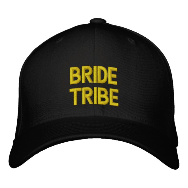 Bride Tribe Gold Typography Bachelorette Embroider Embroidered Hat (Front)