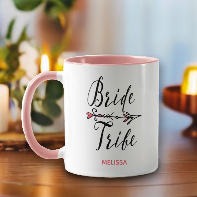 Bride Tribe Hand Drawn Arrow Bridesmaid Wedding Mug (Everyone in your bridal tribe can have their own mug. This mug has a bohemian style)