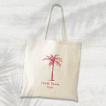Bride Tribe Magenta Tropical Palm Tree Custom Tote Bag<br><div class="desc">This fun tropical palm tree tote bag with the words "Bride Tribe" in (color of the year 2023) magenta is the perfect bridal shower gift for a tropical beach destination or outdoor wedding! Personalize it with your bridesmaid's name.</div>
