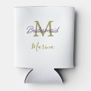 Bride tribe monogram bridal shower simple golden p can cooler