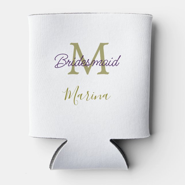 Bride tribe monogram bridal shower simple golden p can cooler (Front)