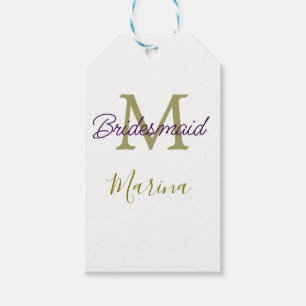 Bride tribe monogram bridal shower simple golden p gift tags
