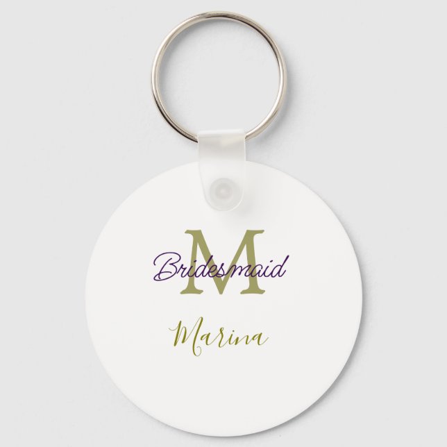 Bride tribe monogram bridal shower simple golden p key ring (Front)