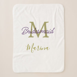 Bride tribe monogram bridal shower simple golden p sherpa blanket