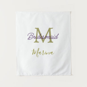 Bride tribe monogram bridal shower simple golden p tapestry