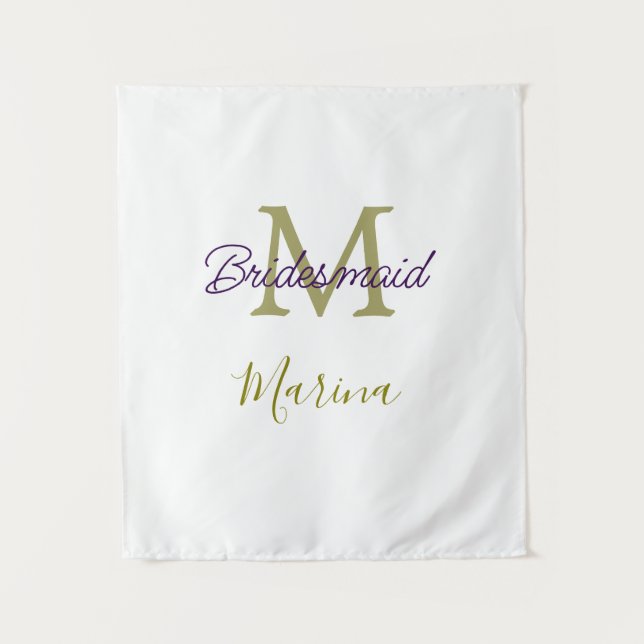Bride tribe monogram bridal shower simple golden p tapestry (Front)