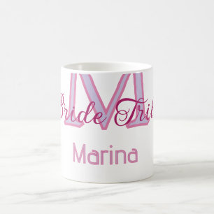 Bride tribe monogram red bridal shower simple mini coffee mug