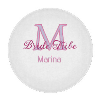 Bride tribe monogram red bridal shower simple mini cutting board
