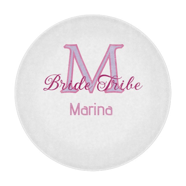 Bride tribe monogram red bridal shower simple mini cutting board (Front)