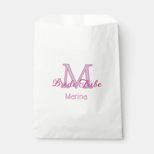 Bride tribe monogram red bridal shower simple mini favour bags