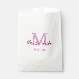 Bride tribe monogram red bridal shower simple mini favour bags