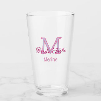 Bride tribe monogram red bridal shower simple mini glass