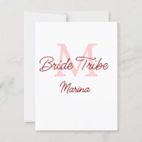 Bride tribe monogram red bridal shower simple mini