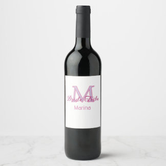 Bride tribe monogram red bridal shower simple mini wine label