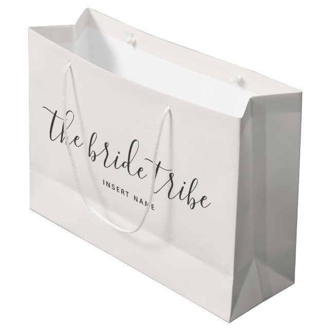 Bride Tribe Off-White Cream Wedding Large Gift Bag (Front Angled)