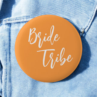 Bride Tribe Orange White Wedding 6 Cm Round Badge