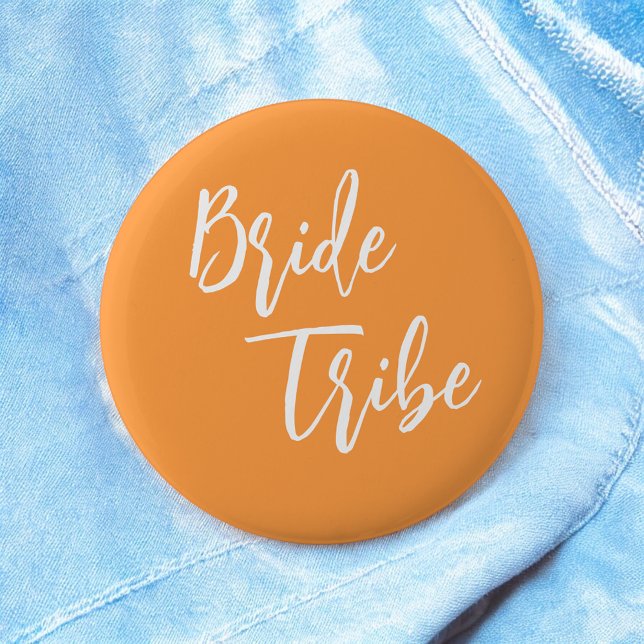 Bride Tribe Orange White Wedding 6 Cm Round Badge (Creator Uploaded)