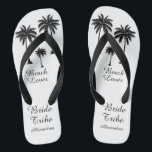 Bride Tribe Palm Tree Beach Lover Jandals<br><div class="desc">Hit the beach in style with these awesome Bride Tribe Palm Tree Beach Lover Flip Flops with sweet little palm trees to give you that tropical feel! Room to customise with your bridesmaid's names! Mix and match all of your favourite Beach Lover products from Up On the Mountain!</div>