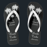 Bride Tribe Palm Tree Black White Jandals<br><div class="desc">Hit the beach in style with these awesome Bride Tribe Palm Tree Black White Flip Flops with sweet little palm trees to give you that tropical feel! Room to customise with your bridesmaid's names! Mix and match all of your favourite Beach Lover products from Up On the Mountain!</div>
