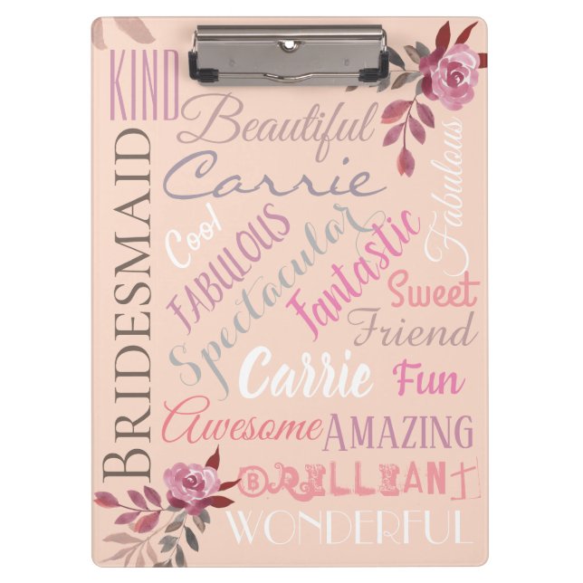 Bride Tribe Personalised Autumn Rose Gold Clipboard (Front)