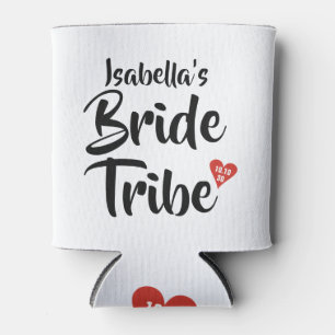 Bride Tribe Red Date Heart Personalised Can Cooler