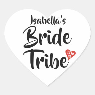 Bride Tribe Red Date Heart Personalised Sticker