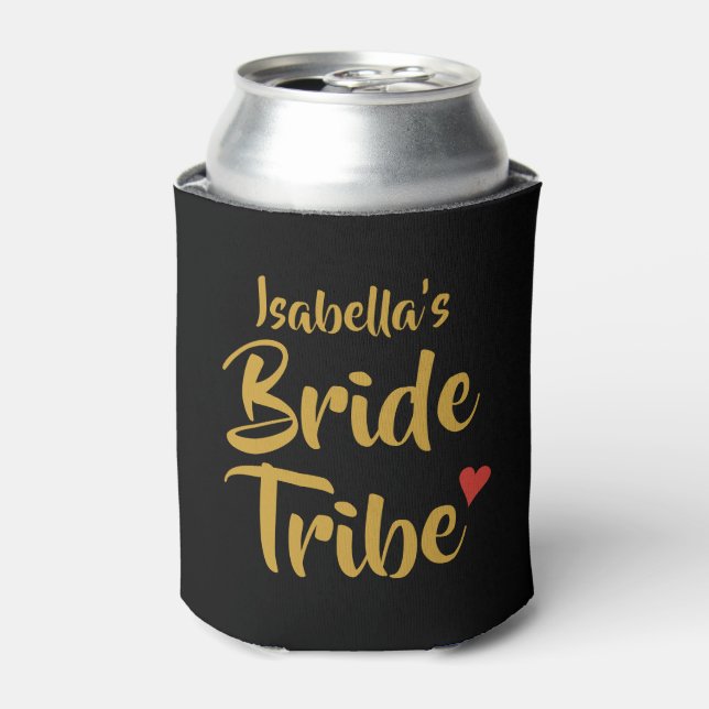 Bride Tribe Red Heart Bridal Shower Can Cooler (Can Front)