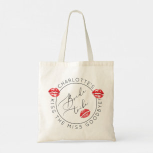 Bride Tribe Red Kisses Kiss the Miss Goodbye Tote Bag