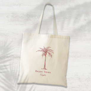 Bride Tribe Rose Gold Tropical Palm Tree Custom Tote Bag