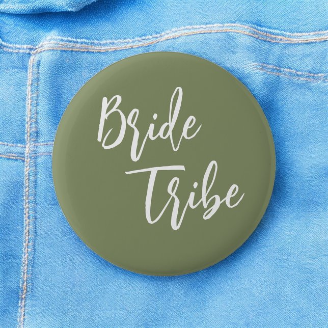 Bride Tribe Sage Green White Wedding 6 Cm Round Badge (Creator Uploaded)
