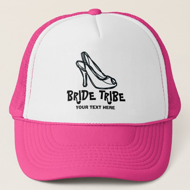 Bride Tribe shoe custom pink bachelorette party Trucker Hat (Front)