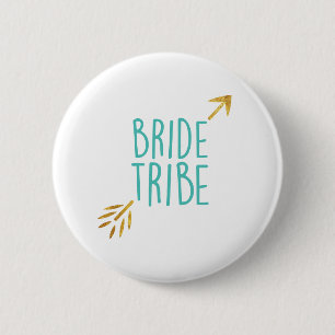{Bride Tribe} Turquoise & Gold 6 Cm Round Badge