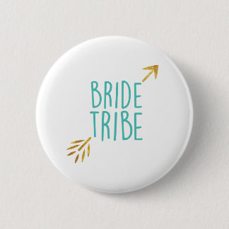 {Bride Tribe} Turquoise & Gold 6 Cm Round Badge