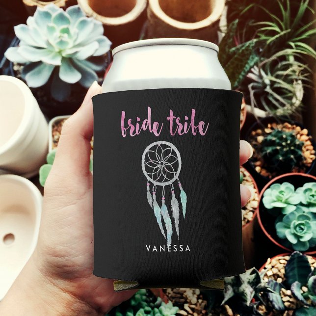Bride Tribe Watercolor Dreamcatcher Bridesmaid Can Cooler (Creator Uploaded)