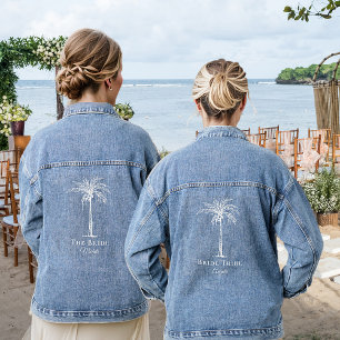 Bride Tribe White Palm Tree Personalised Denim Jacket
