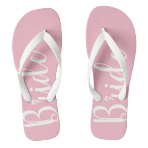 Bride Typography Pink Flip Flops